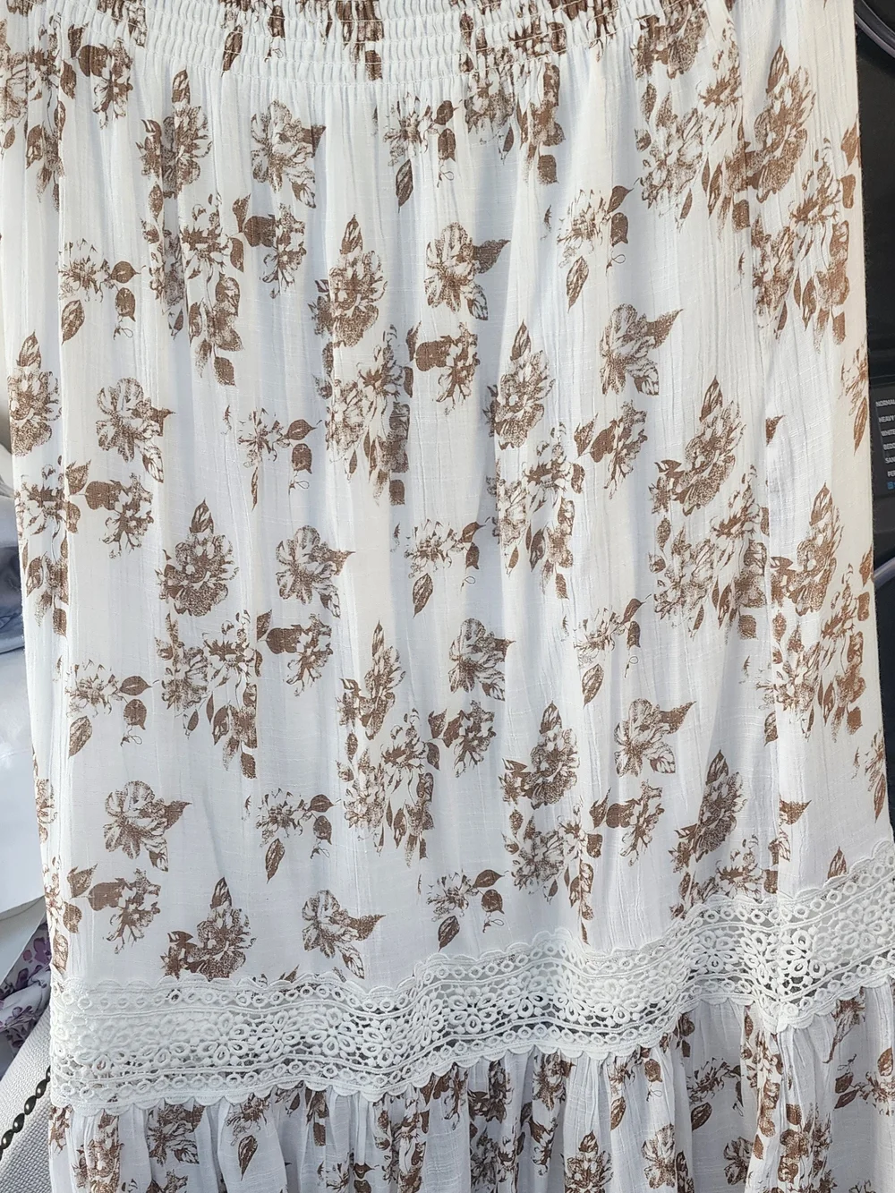 Boho Floral Lace Trim Midi Skirt | Size Medium - Picture 4 of 6